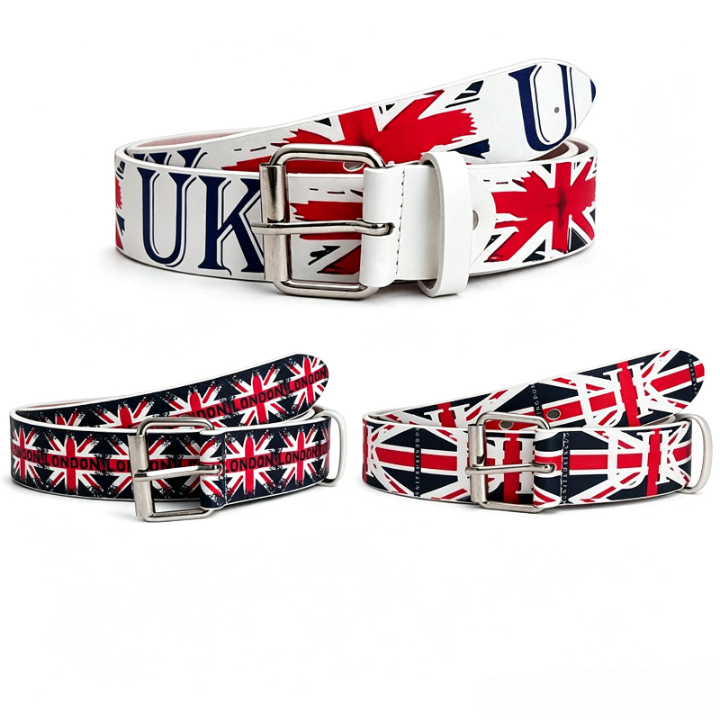 Women Fashion Uk - حزام بطبعة علم الاتحاد البريطاني، حزام