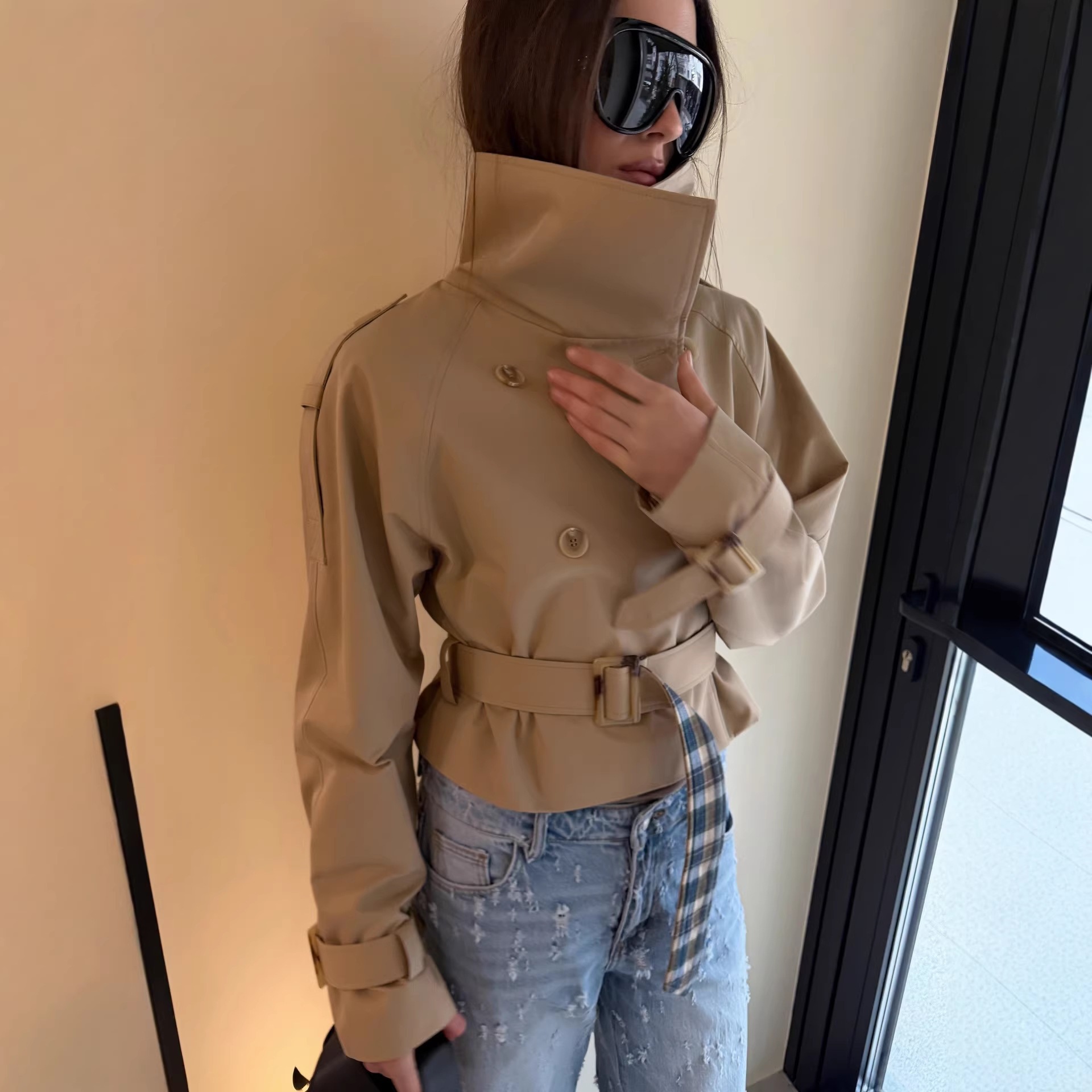 معطف نسائي قصير للربيع بياقة م - مراجعة Women'S Fashion Utility Jacket وسعره