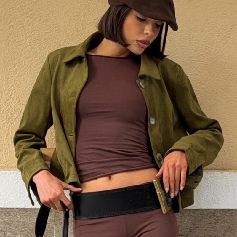 جاكيت نسائي من جلد الشمواه الص - مراجعة Women'S Fashion Utility Jacket وسعره