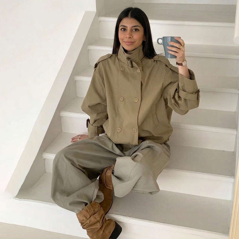 جاكيت نسائي قصير بقصة مريحة بت - مراجعة Women'S Fashion Utility Jacket وسعره