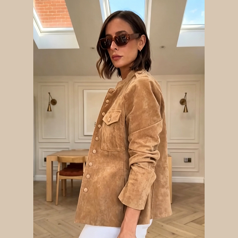 جاكيت نسائي قصير من الجلد الصن - مراجعة Women'S Fashion Utility Jacket وسعره